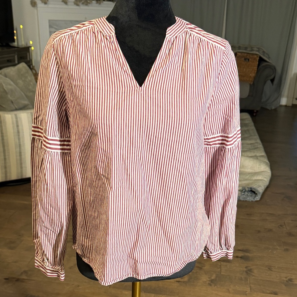 Crown & Ivy Red and White Striped Blouse